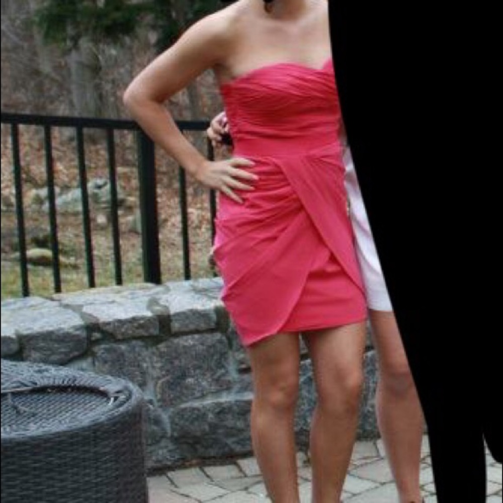 Aqua Dresses Fuchsia Ruched Strapless Dress